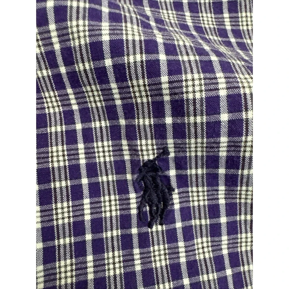 Ralph Lauren Boys' Purple Checkered Button‎ Down Cotton Shirt, Logo, Size 5
